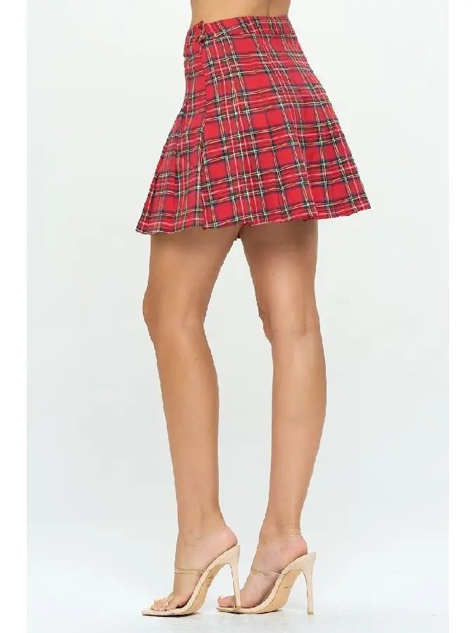 red plaid skirt
