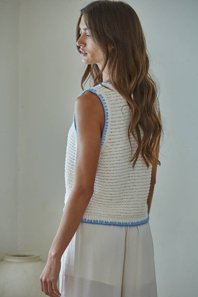 Contrast Trim Knit Sweater Vest