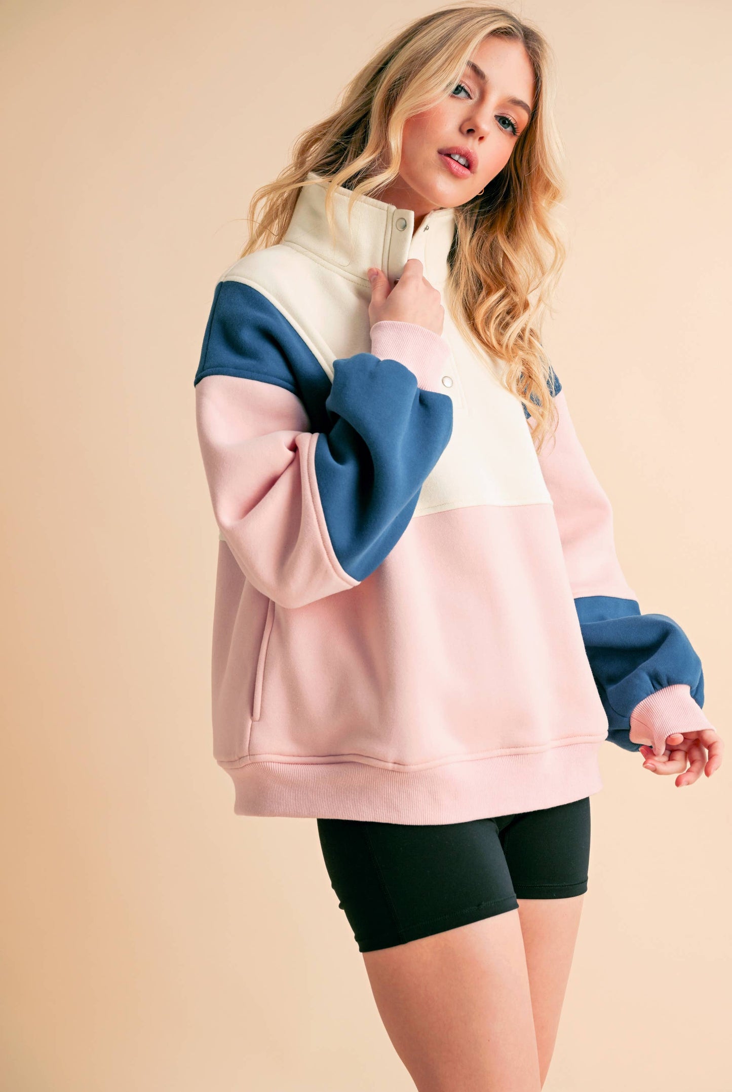 992EK Glo Colorblock Pullover: Coffee Navy / Contemporary