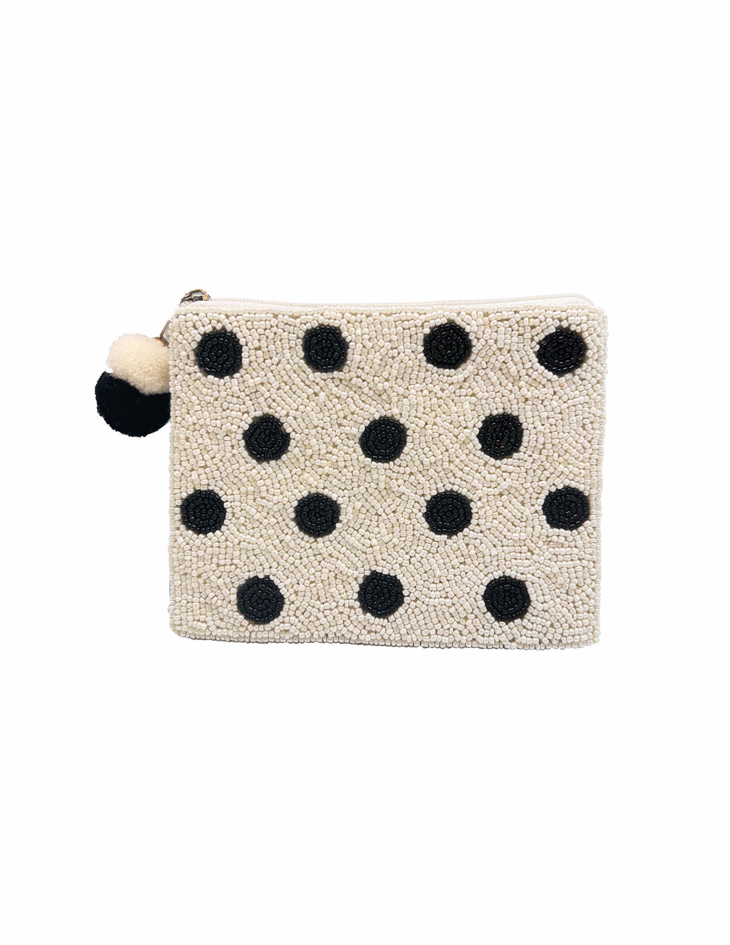 POLKA DOTS BEADED COIN POUCH