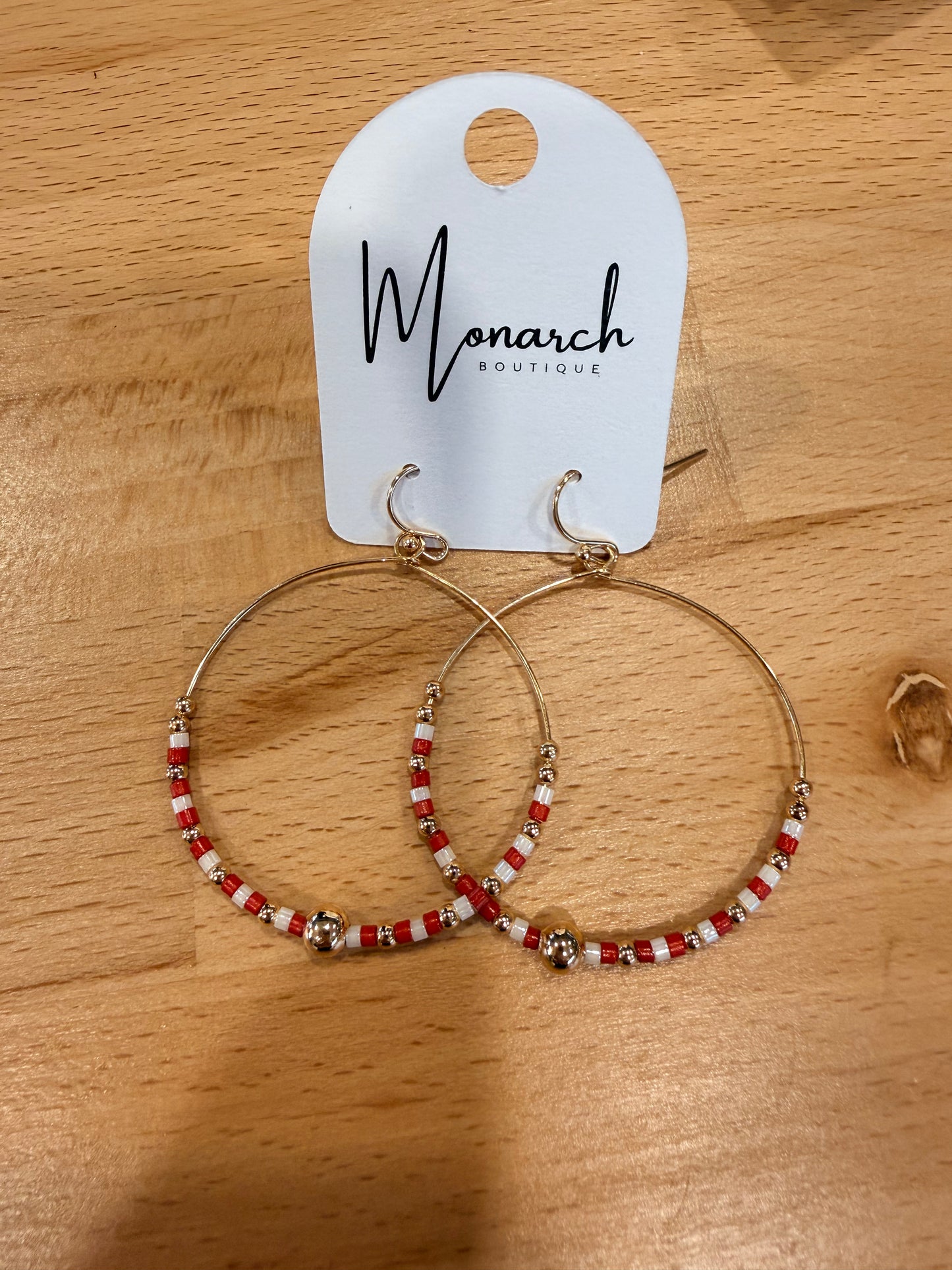 Game day beaded hoop earrings