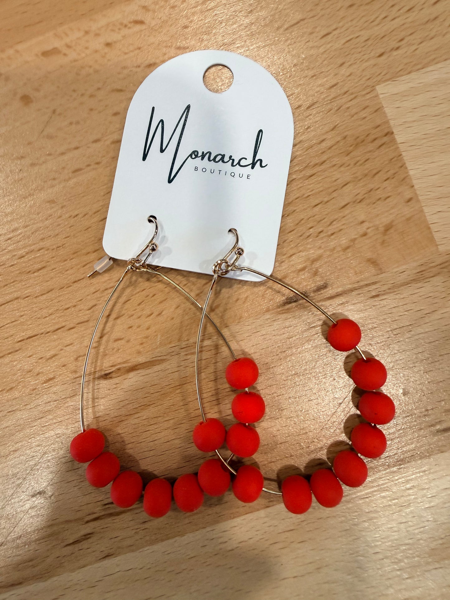 Red clay bead hoops