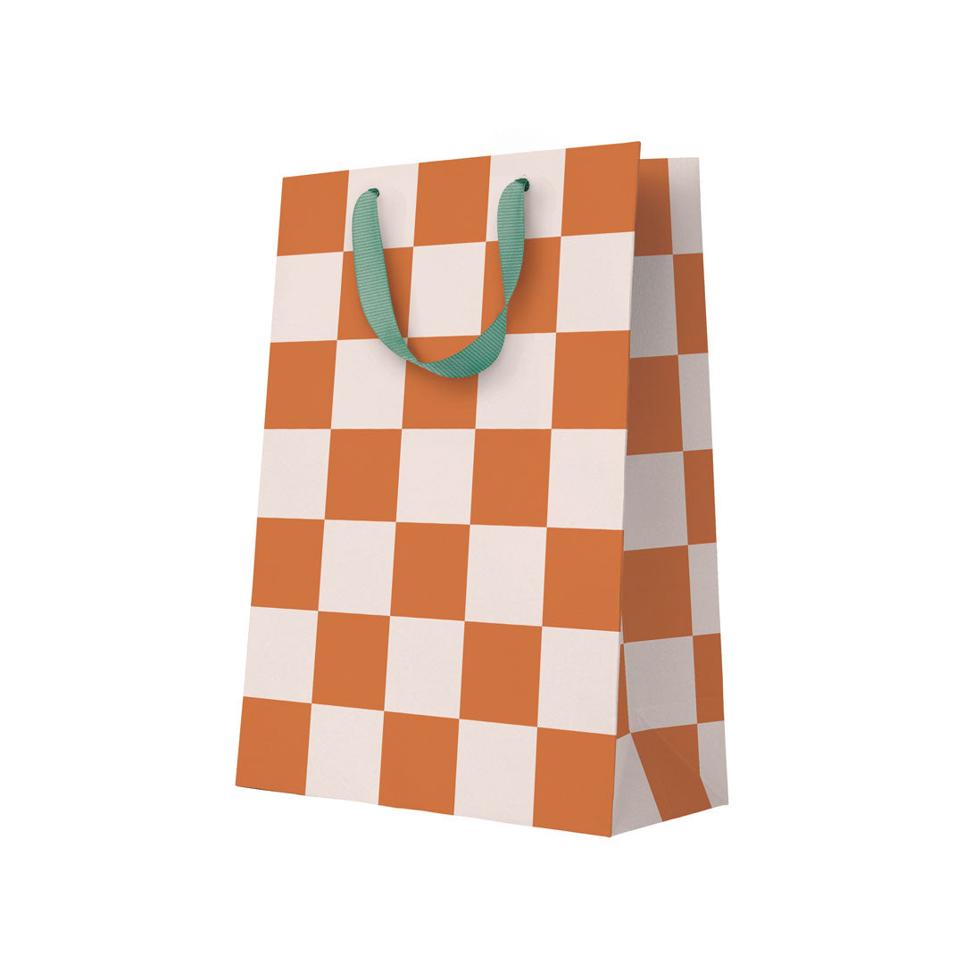 orange checker large gift bag