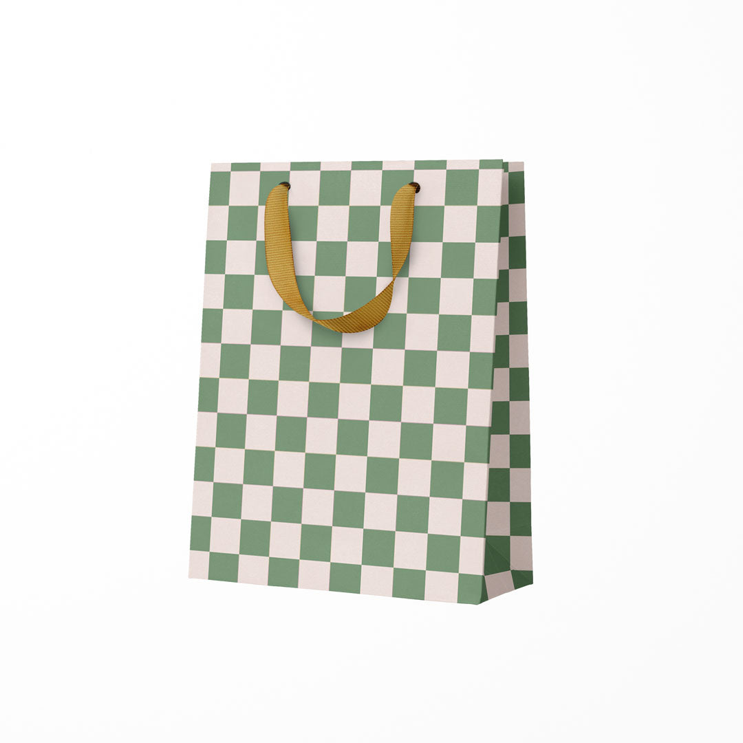 green checker small gift bag
