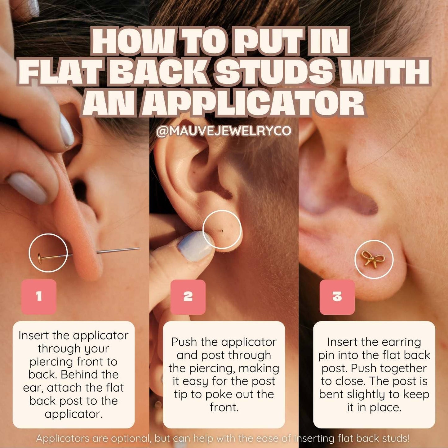 Bow Flat Back Studs | Silver
