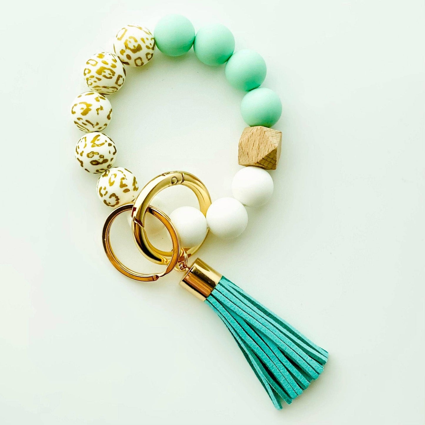 Bangle Keychain | Silicone Wristlet Key Ring | Bead Bracelet: