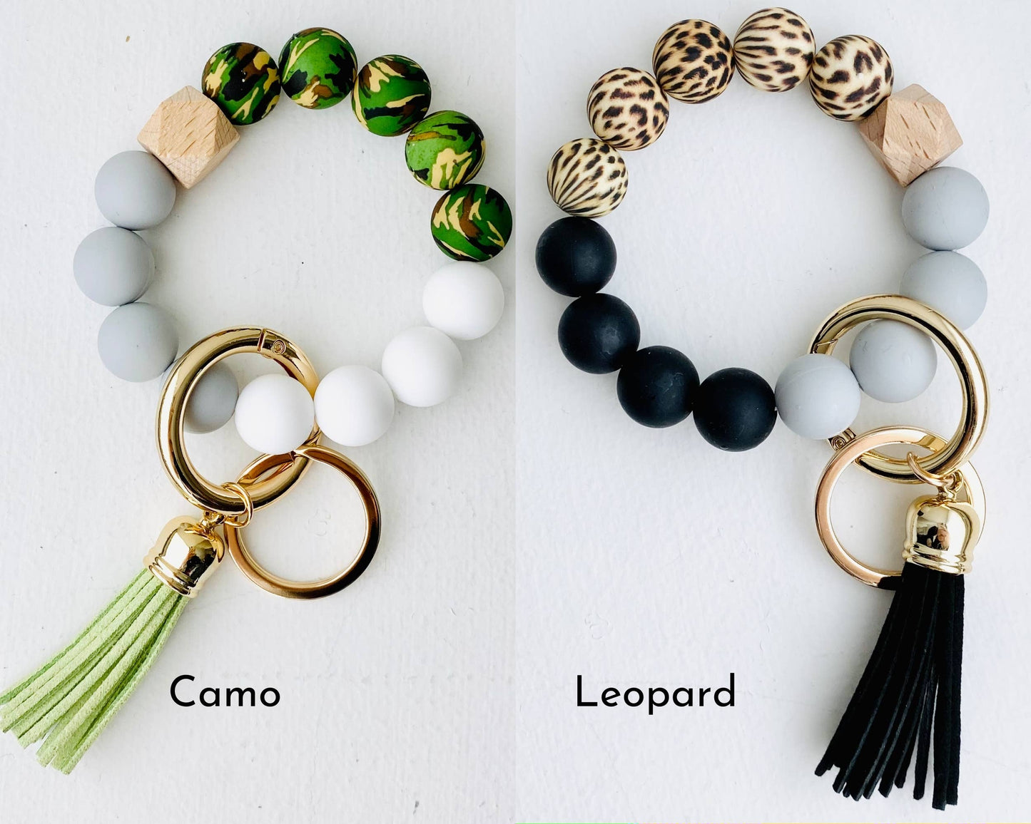 Bangle Keychain | Silicone Wristlet Key Ring | Bead Bracelet: