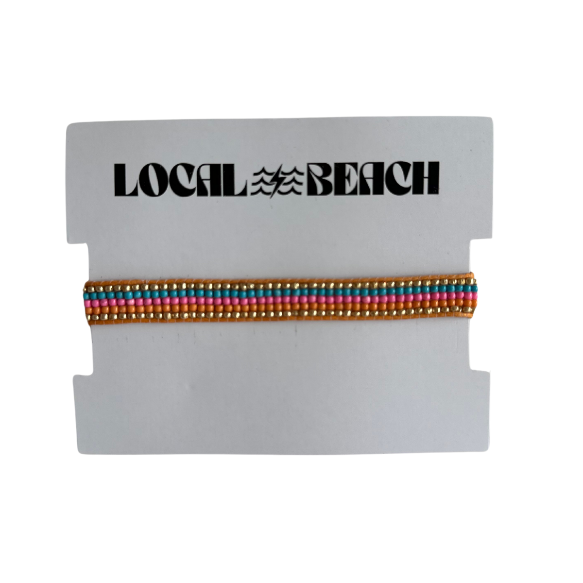 Local Beach Stripe Beaded Bracelet: Turquoise