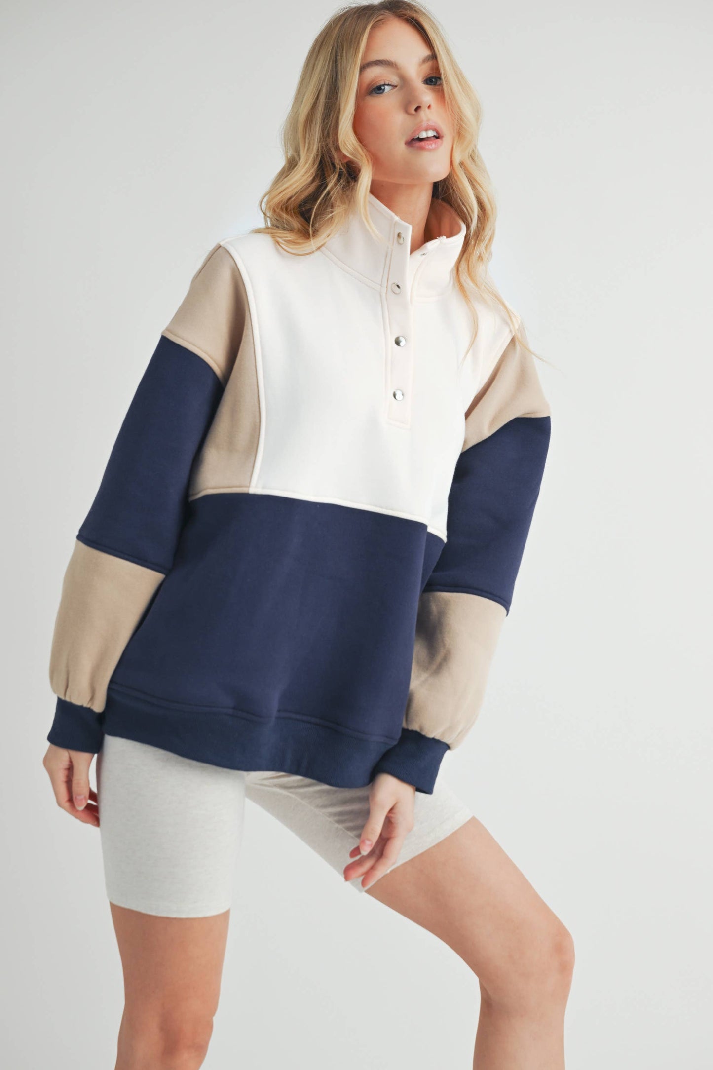 992EK Glo Colorblock Pullover: Coffee Navy / Contemporary