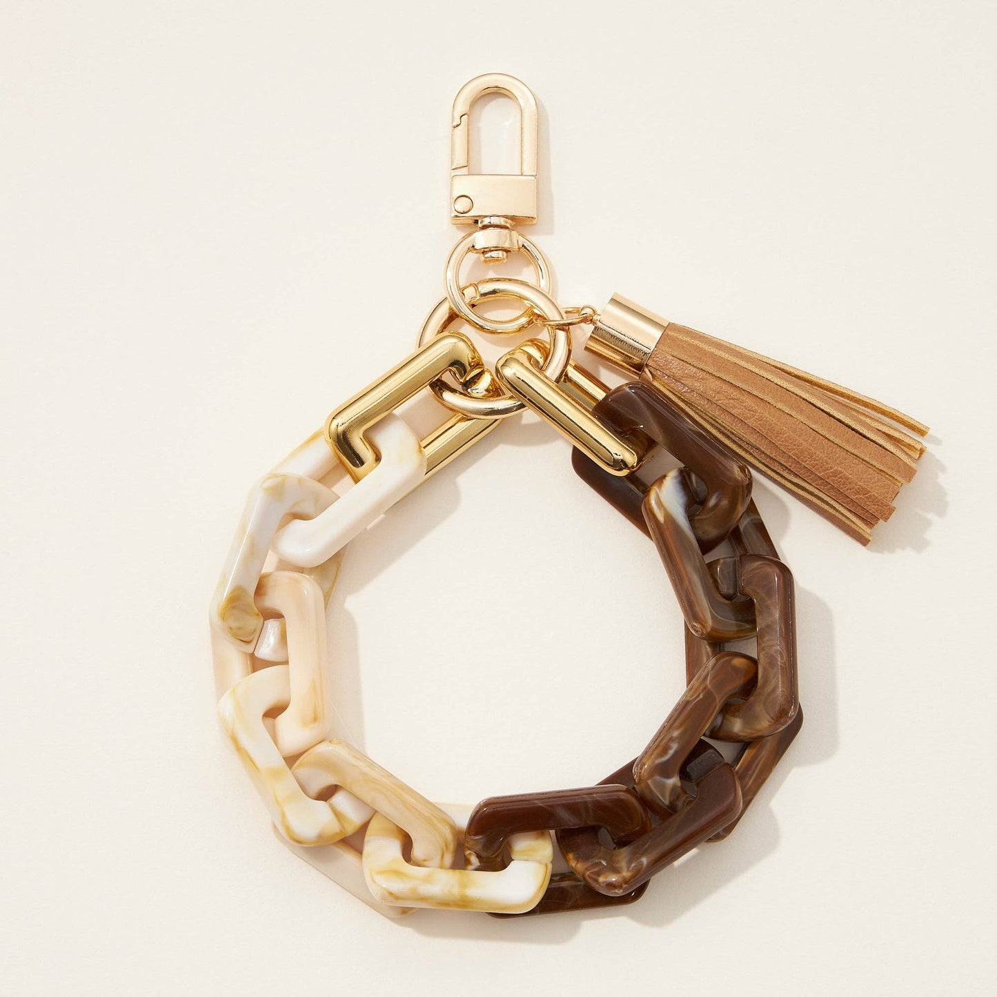 Two Tone Mixed Resin Chain Keychains with Tassel: NAT