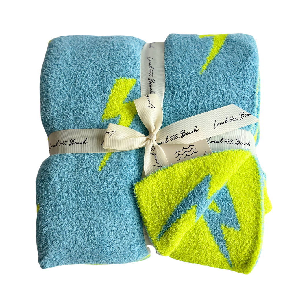 Lightning Bolt Luxe Home Blanket: Dark Grey/Slate