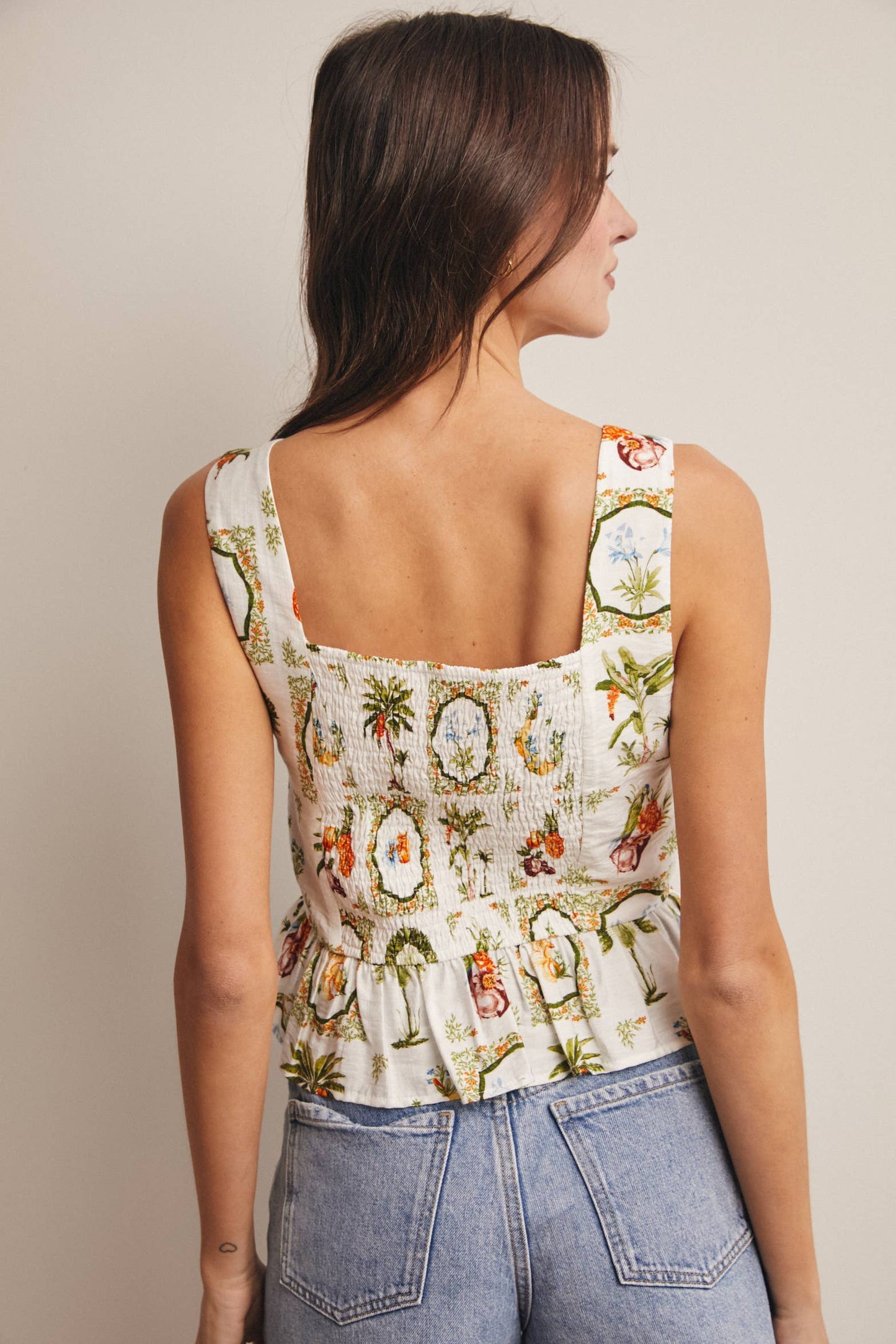Tropical Peplum Tank Top