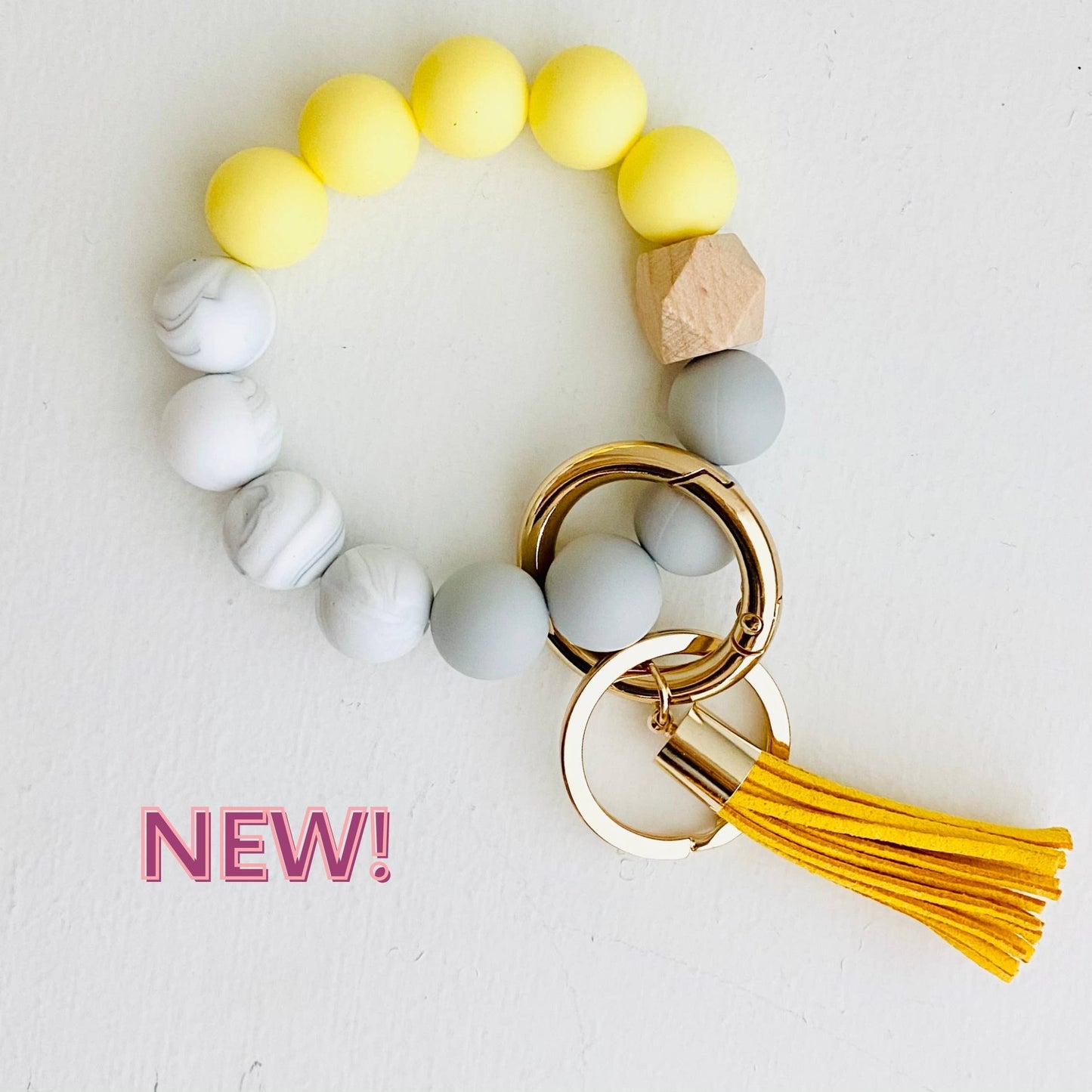 Bangle Keychain | Silicone Wristlet Key Ring | Bead Bracelet: