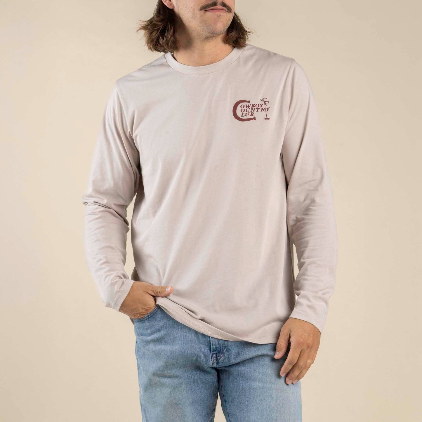 Cowboy Country Club Long Sleeve T-Shirt: Sand