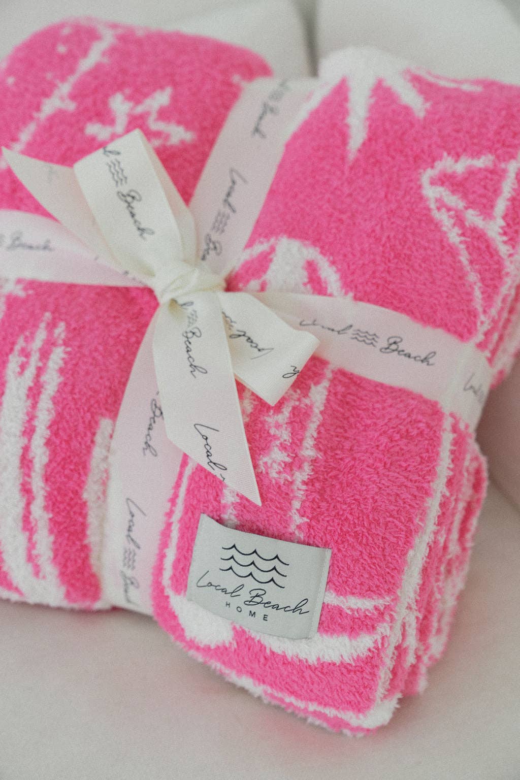 local beach Western Luxe Home Blanket: Neon Pink/Cream