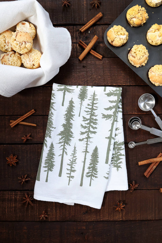 Christmas Trees Redwoods Tea Towel