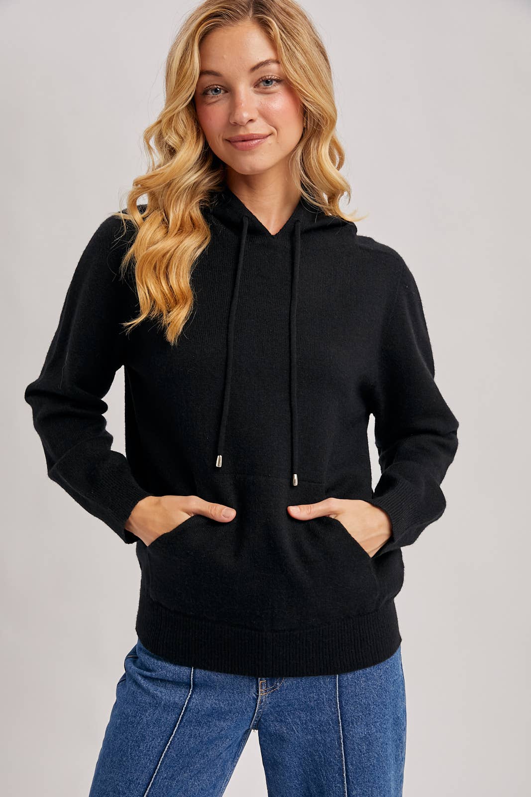 Bluivy KNIT SWEATER HOODIE: GREY MARL