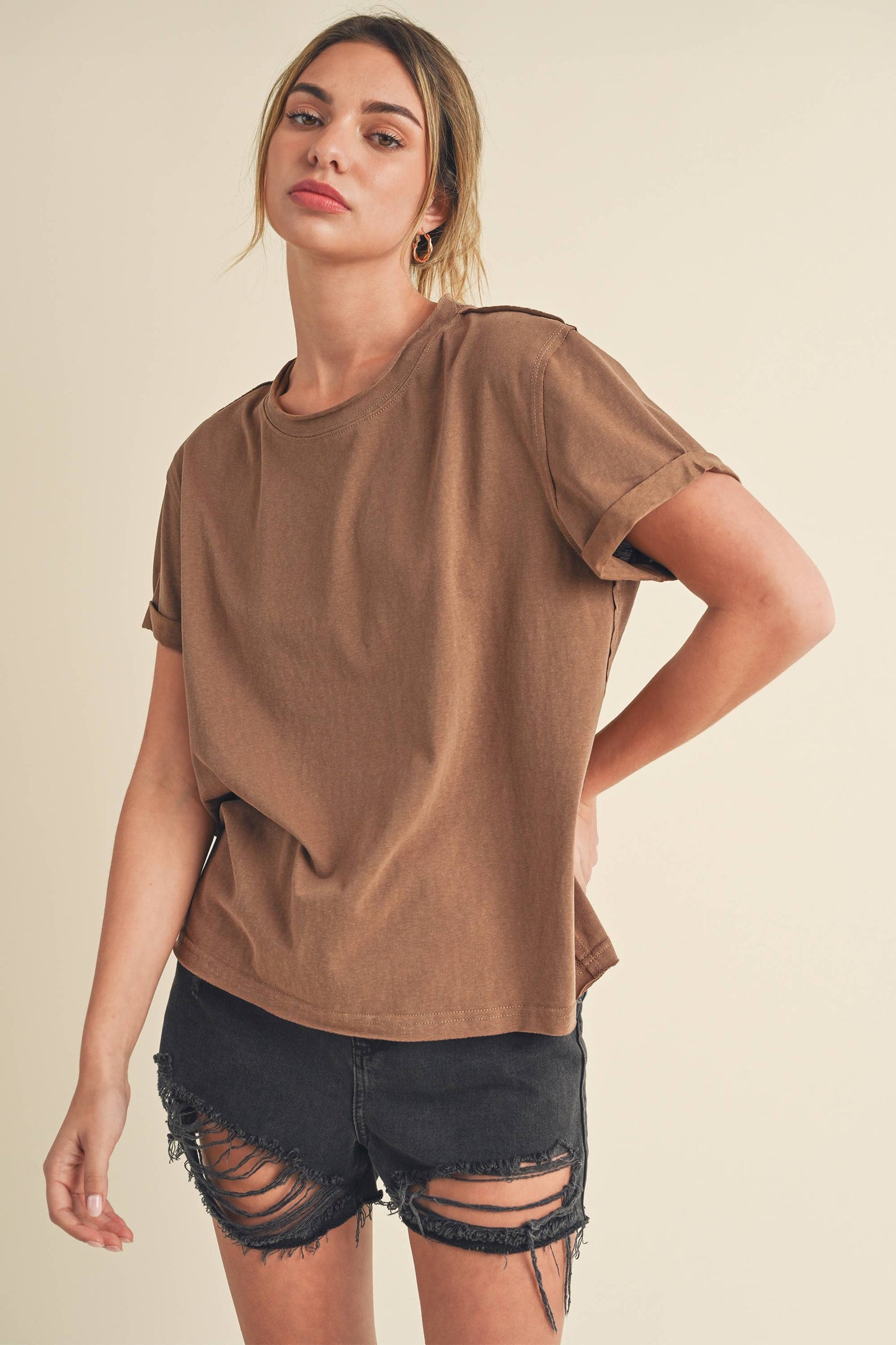 8314DN Mali Baby Tee Short Sleeve Top: Cherry Blossom / Contemporary