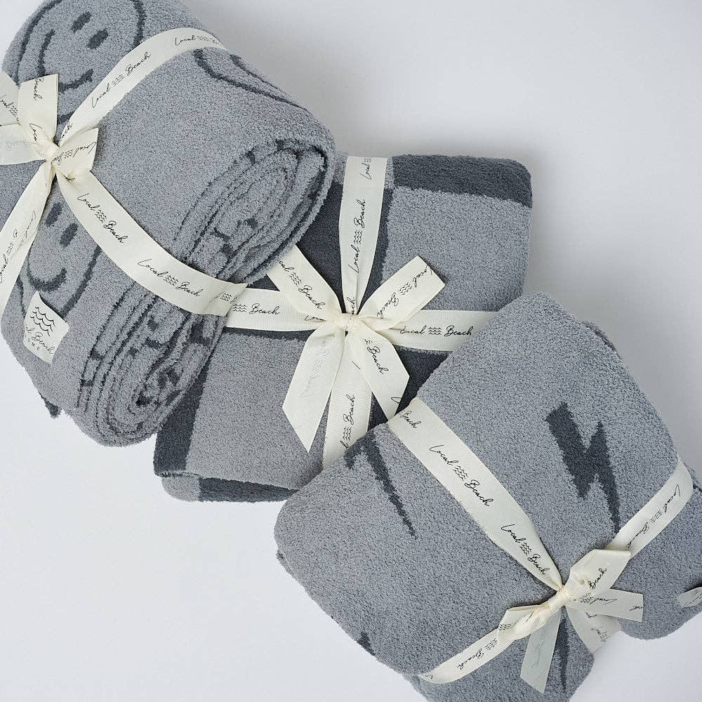 Lightning Bolt Luxe Home Blanket: Dark Grey/Slate