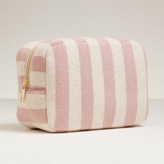 Terry Fabric Striped Multi-Purpose Pouch: Dark Pink / One / 5AC78047