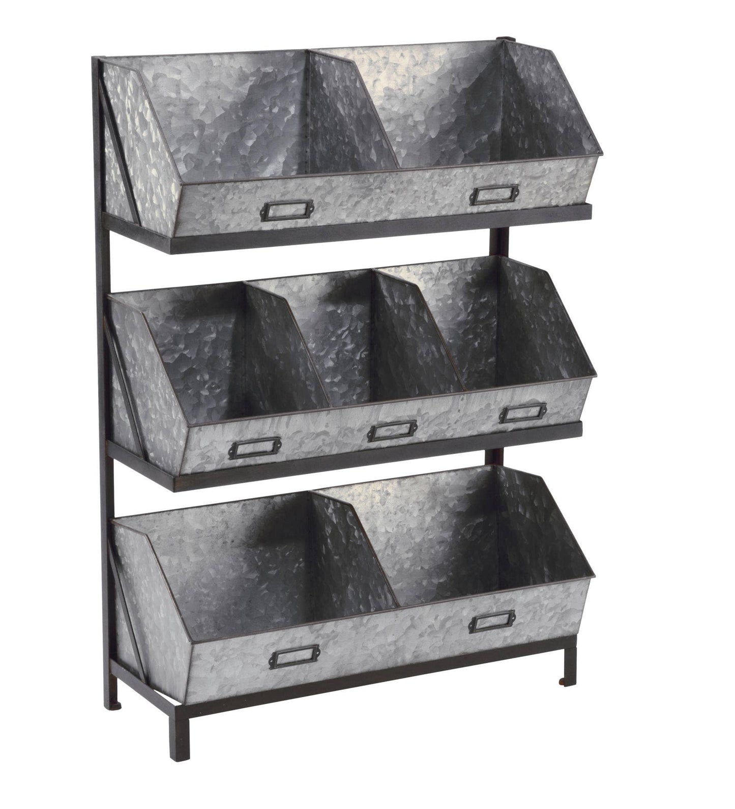 Industrial Metal Bin Organizer with 7 bins
