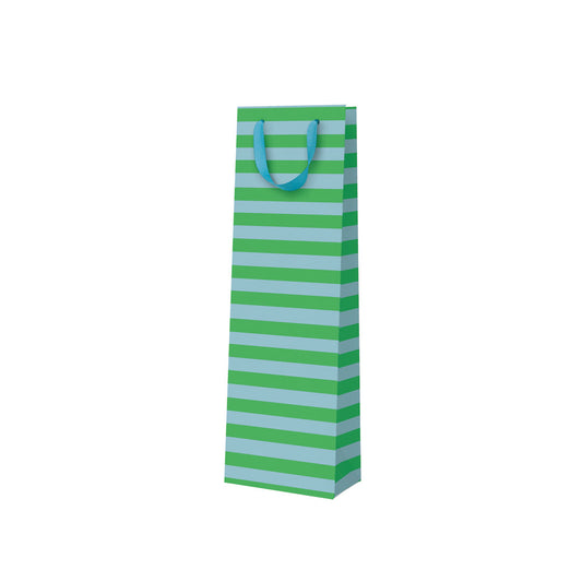 blue and green stripe bottle bag