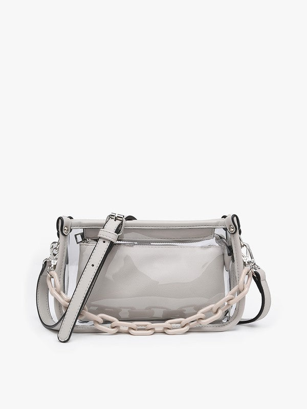 Jen & Co stadium approved clear crossbody with 2 straps and wallet -  Grey
