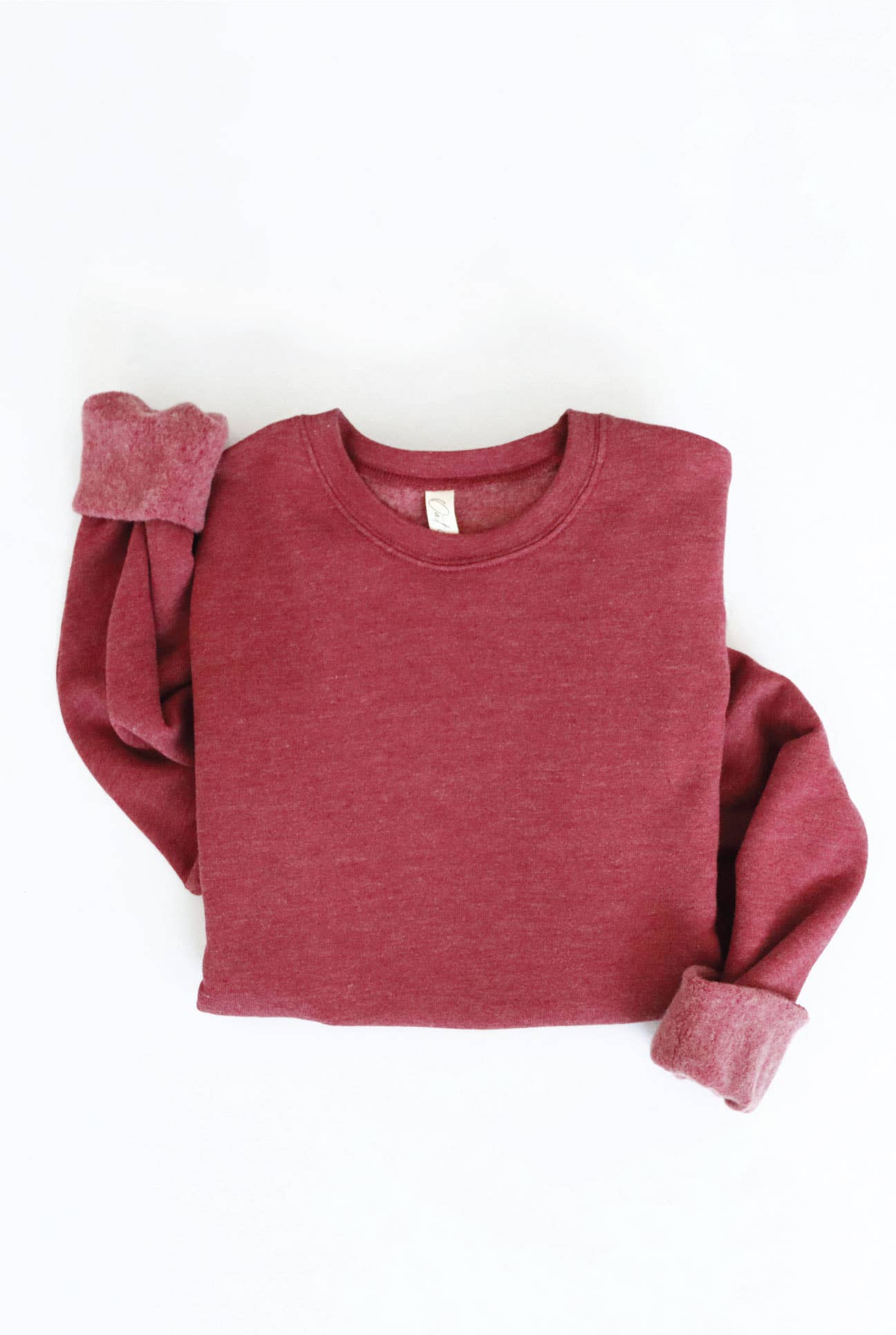 Premium Basic Solid Graphic Sweatshirt: CRANBERRY HEATHER / M