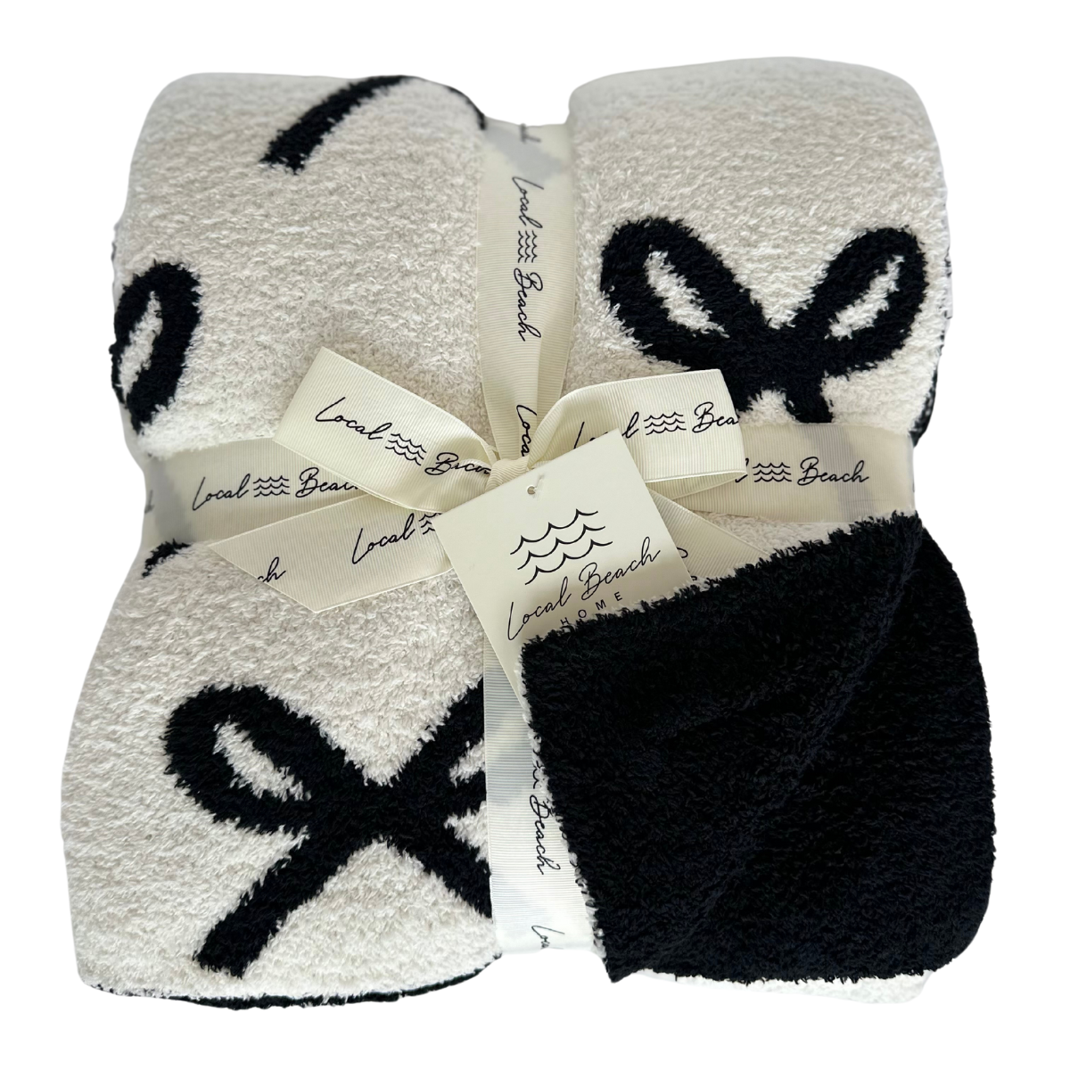 local beach Bow Luxe Home Blanket: Cream/Sand