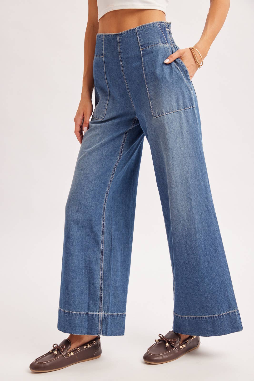 Light Wash High Rise Wide Leg Jeans