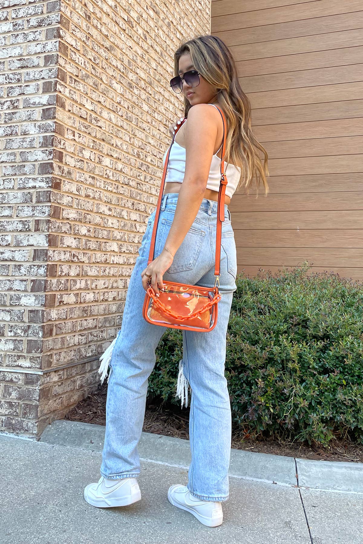 Clear Stadium Crossbody Bag with Chain Strap