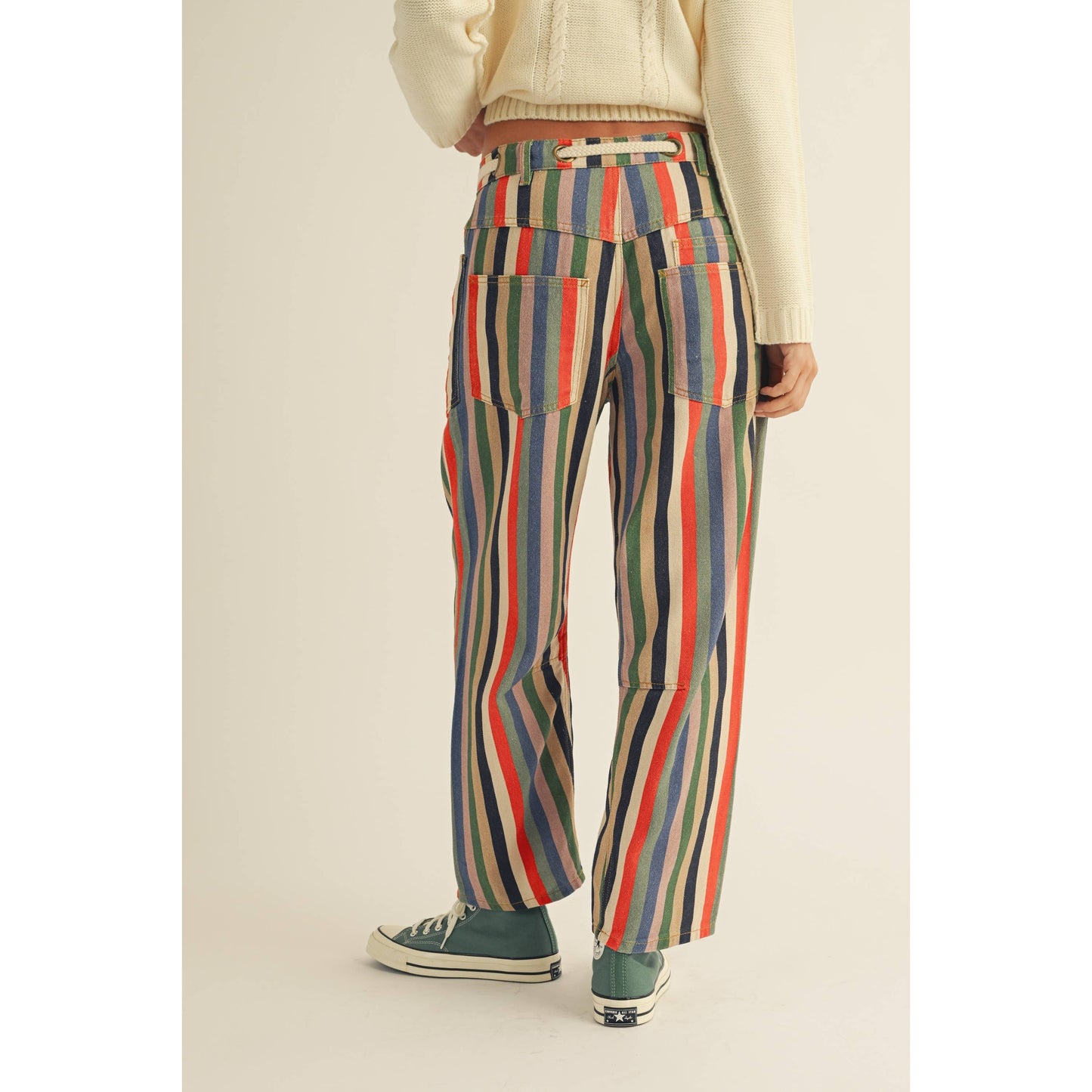 Washed Multi Stripe Barrel Pants