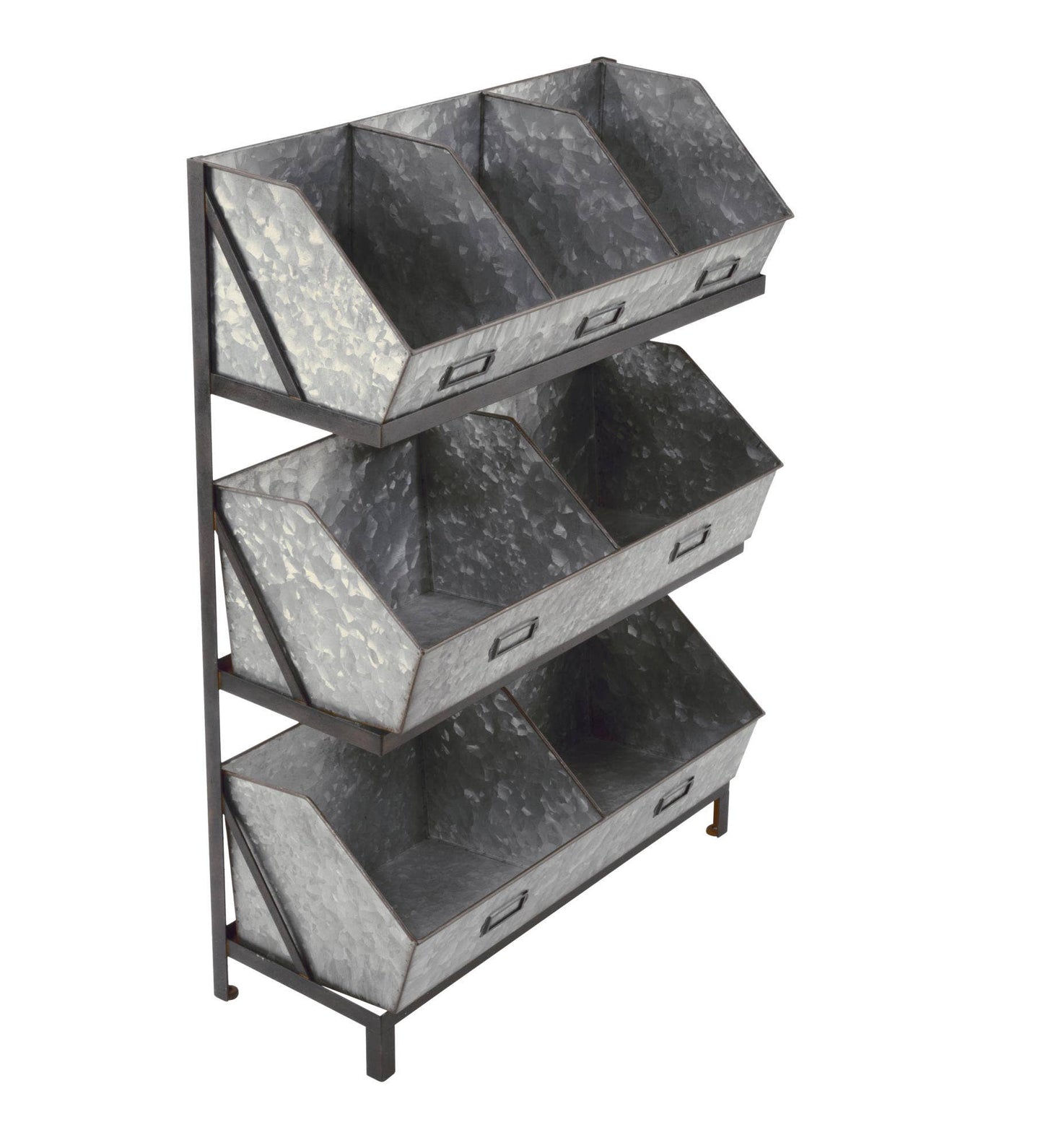 Industrial Metal Bin Organizer with 7 bins