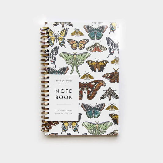 Notebook with butterfly design on a white background
