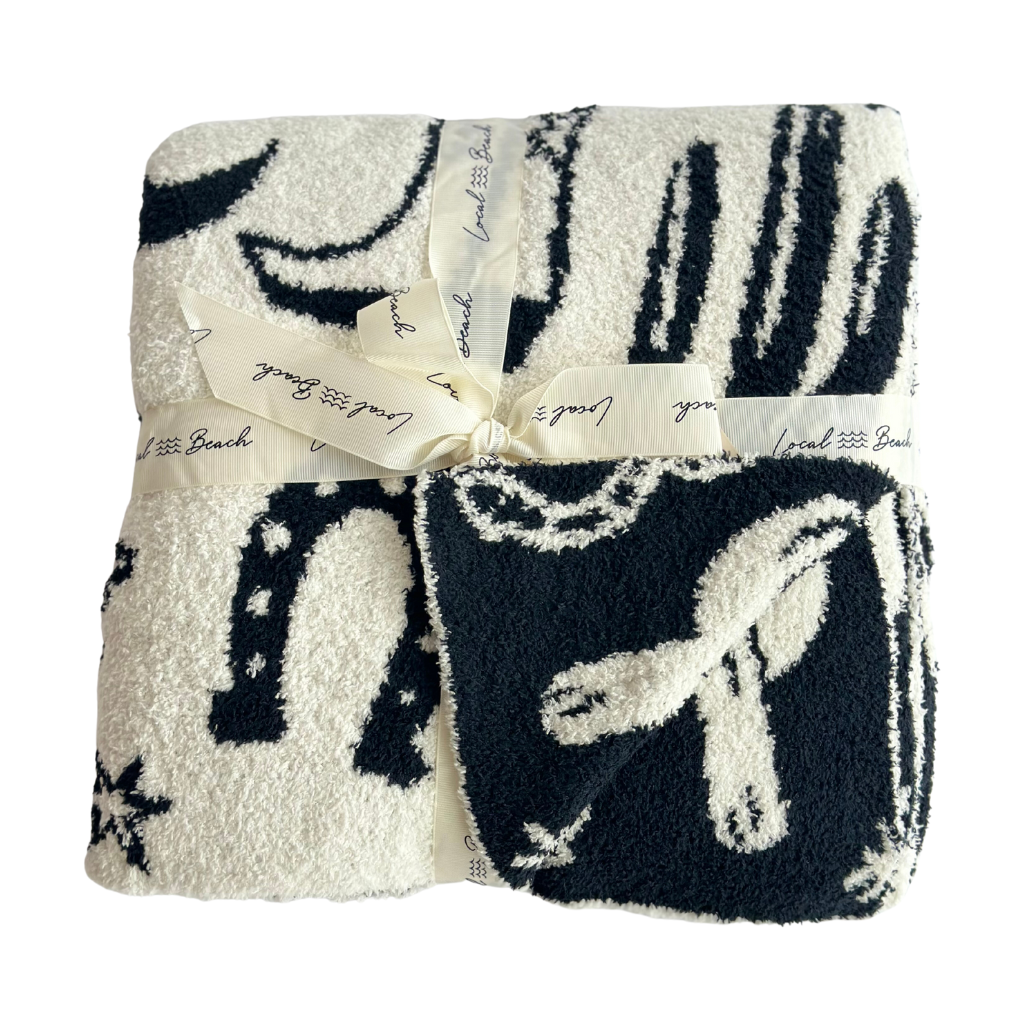 local beach Western Luxe Home Blanket: Neon Pink/Cream