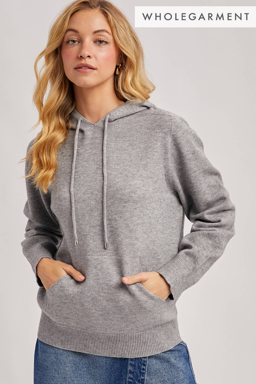Bluivy KNIT SWEATER HOODIE: GREY MARL