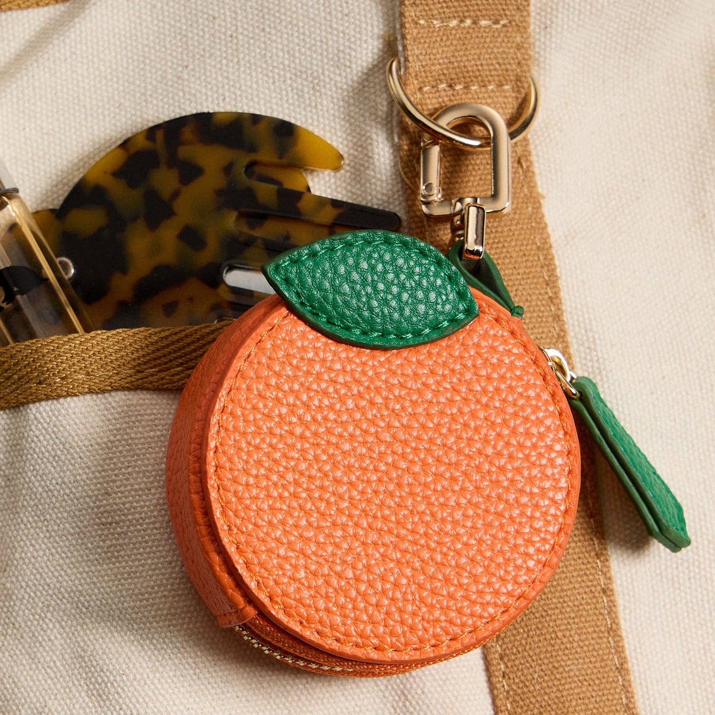 Citrus Orange Handbag Accent with Sleek Keychain Clasp: OR / ONE