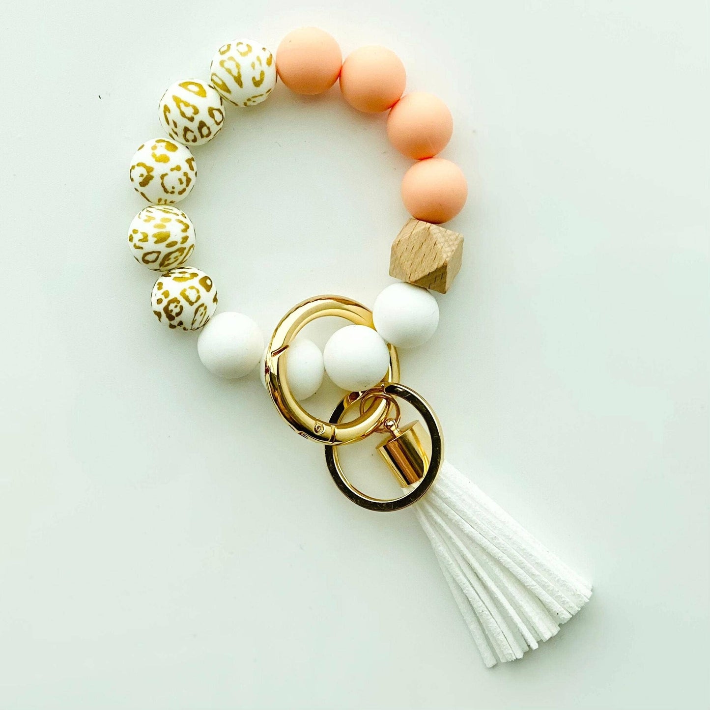 Bangle Keychain | Silicone Wristlet Key Ring | Bead Bracelet: