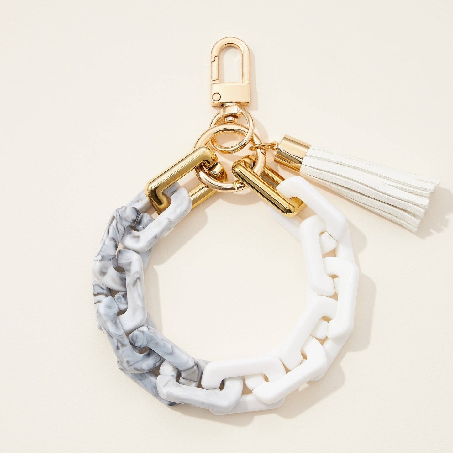 Two Tone Mixed Resin Chain Keychains with Tassel: NAT