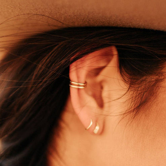 Queen Gold Filled Double Band Ear Cuff: Silver