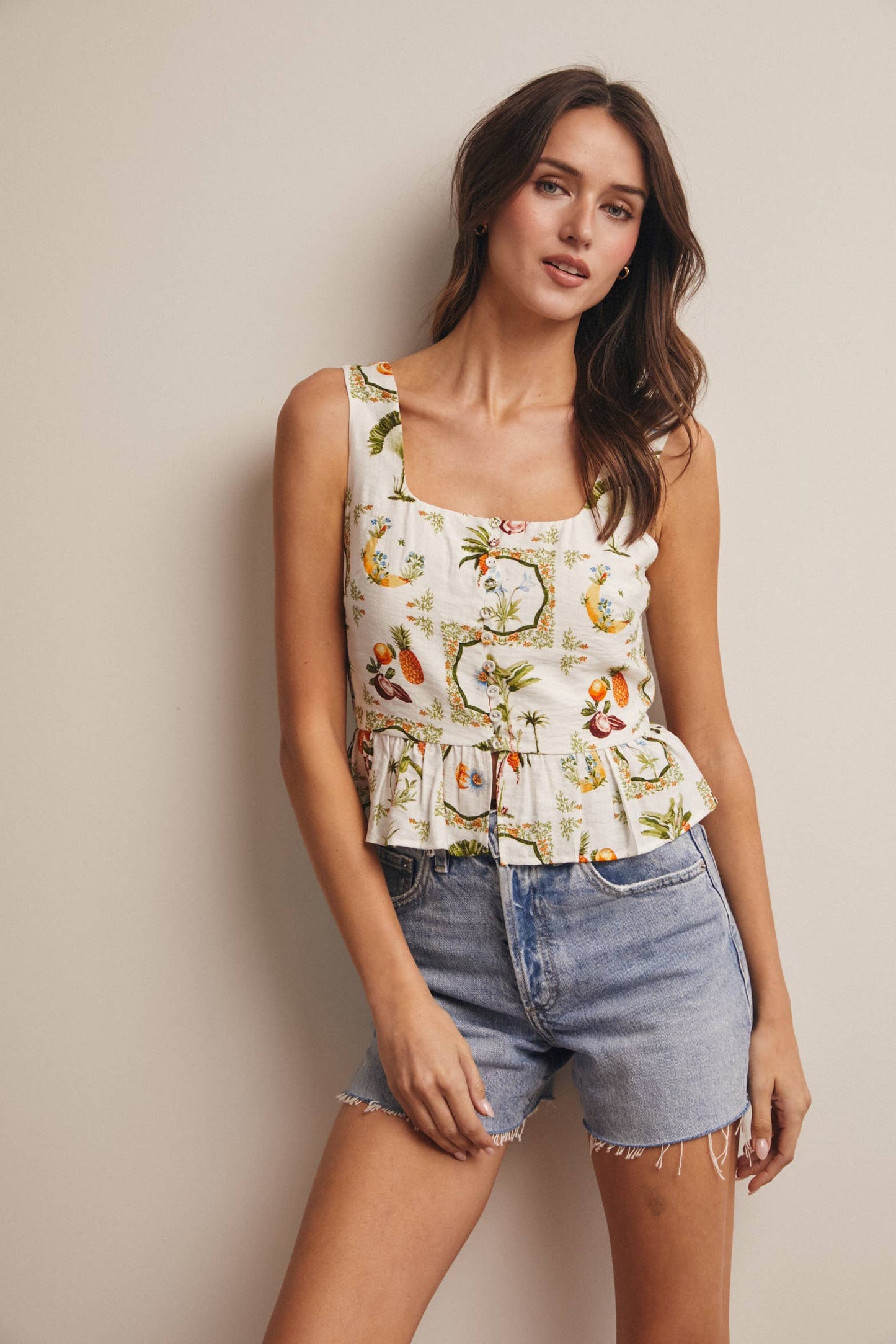 Tropical Peplum Tank Top