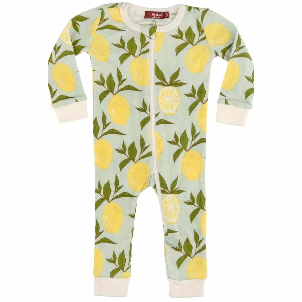milkbarn lemons baby zipper footed
