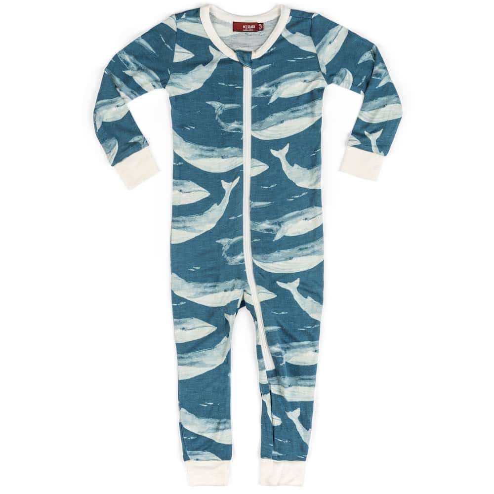 milkbarn blue whale baby zipper footed