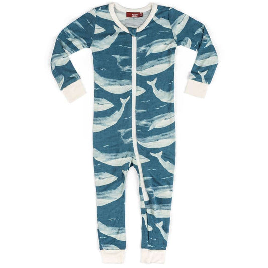 milkbarn blue whale baby zipper footed