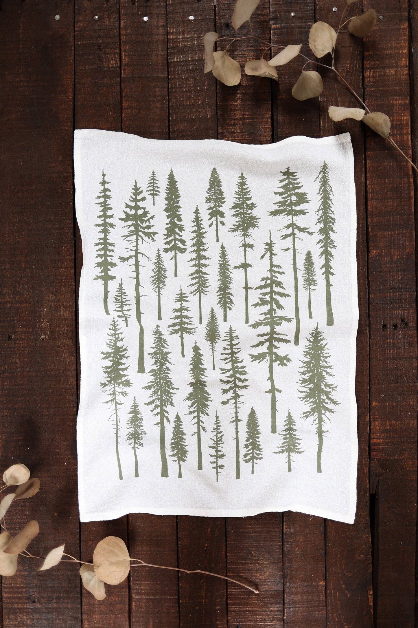 Christmas Trees Redwoods Tea Towel