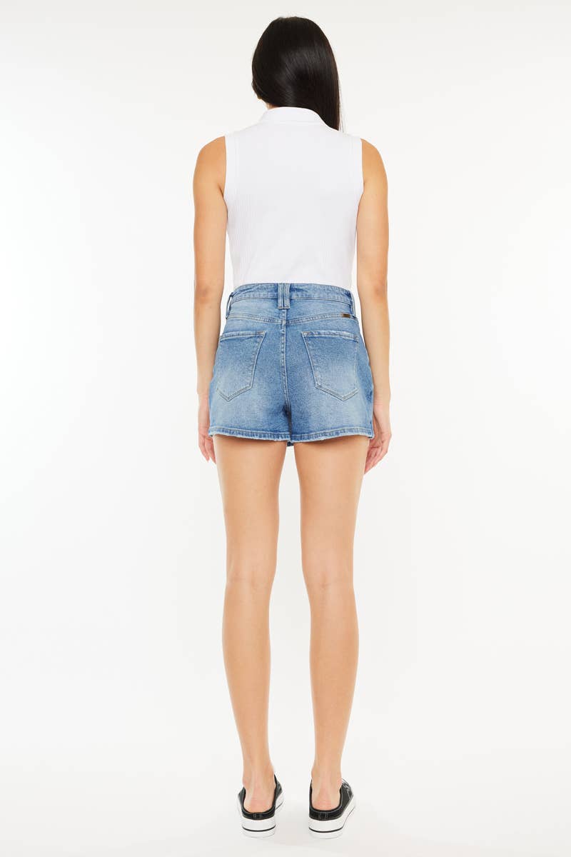 Medium Wash Crossover Denim Skort