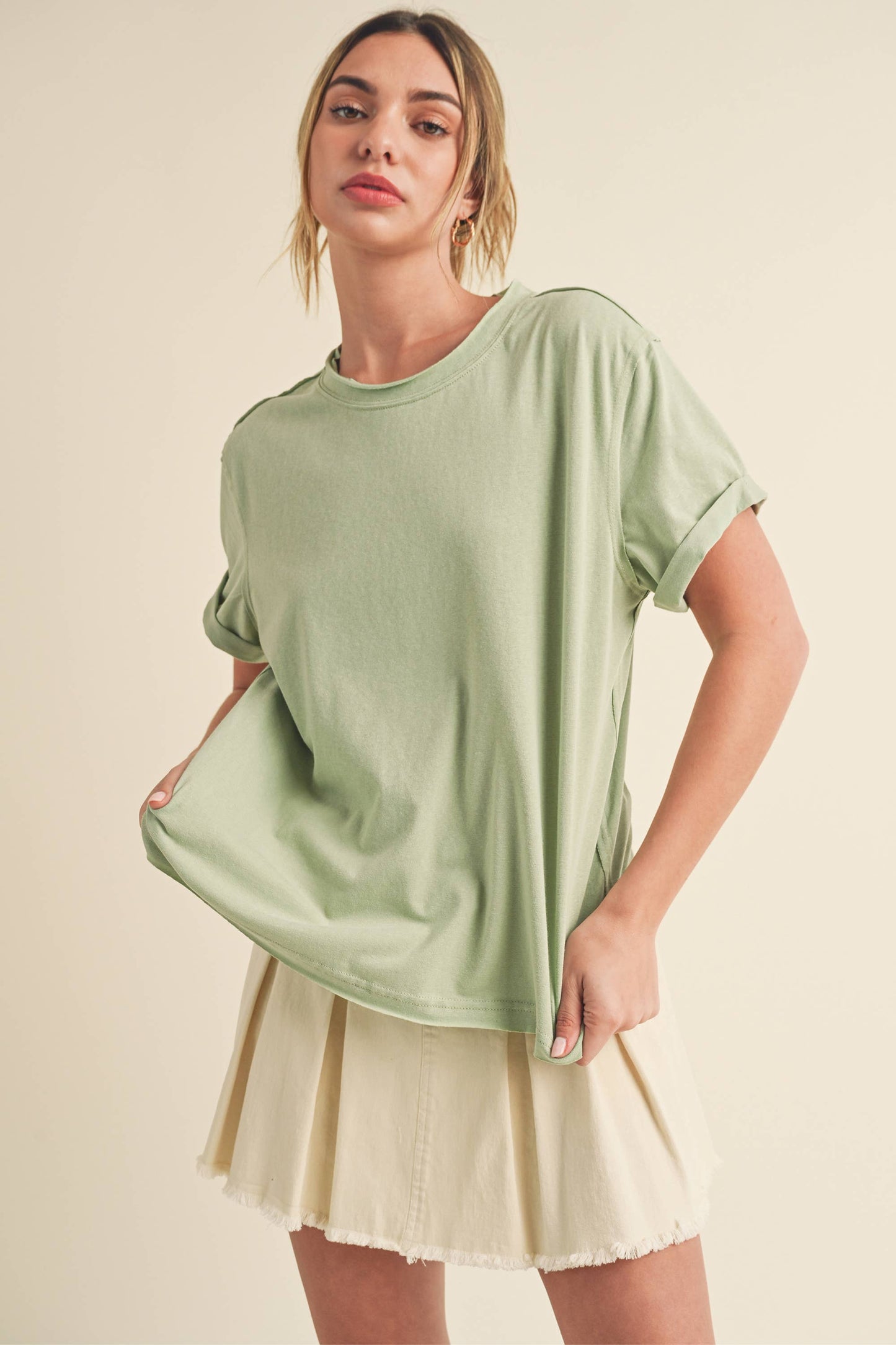 8314DN Mali Baby Tee Short Sleeve Top: Black / Contemporary