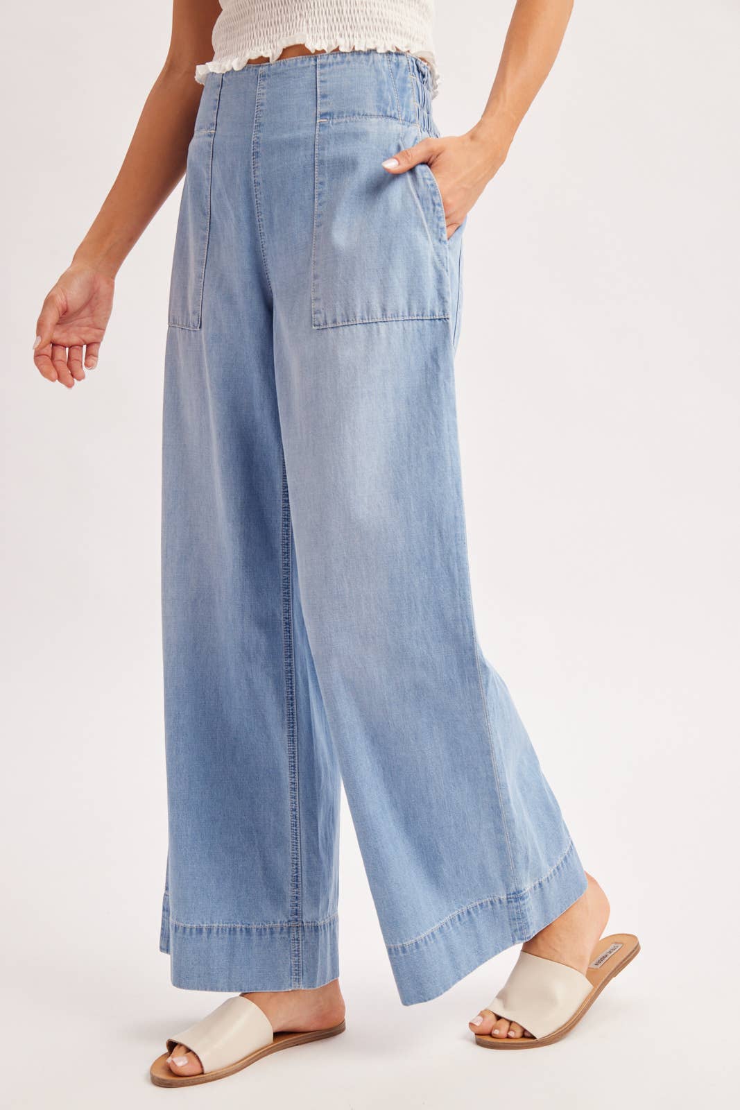 Light Wash High Rise Wide Leg Jeans