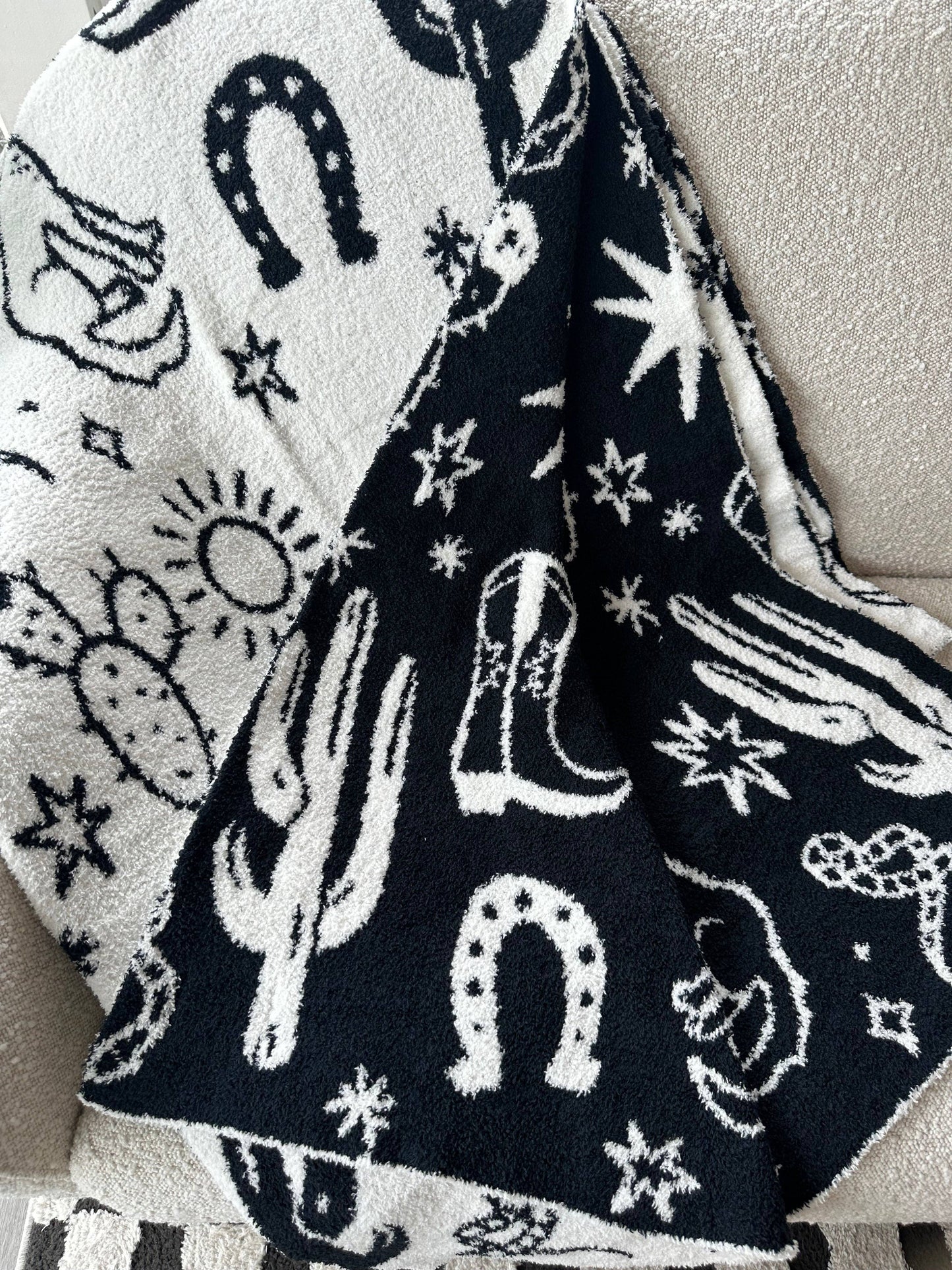 local beach Western Luxe Home Blanket: Neon Pink/Cream