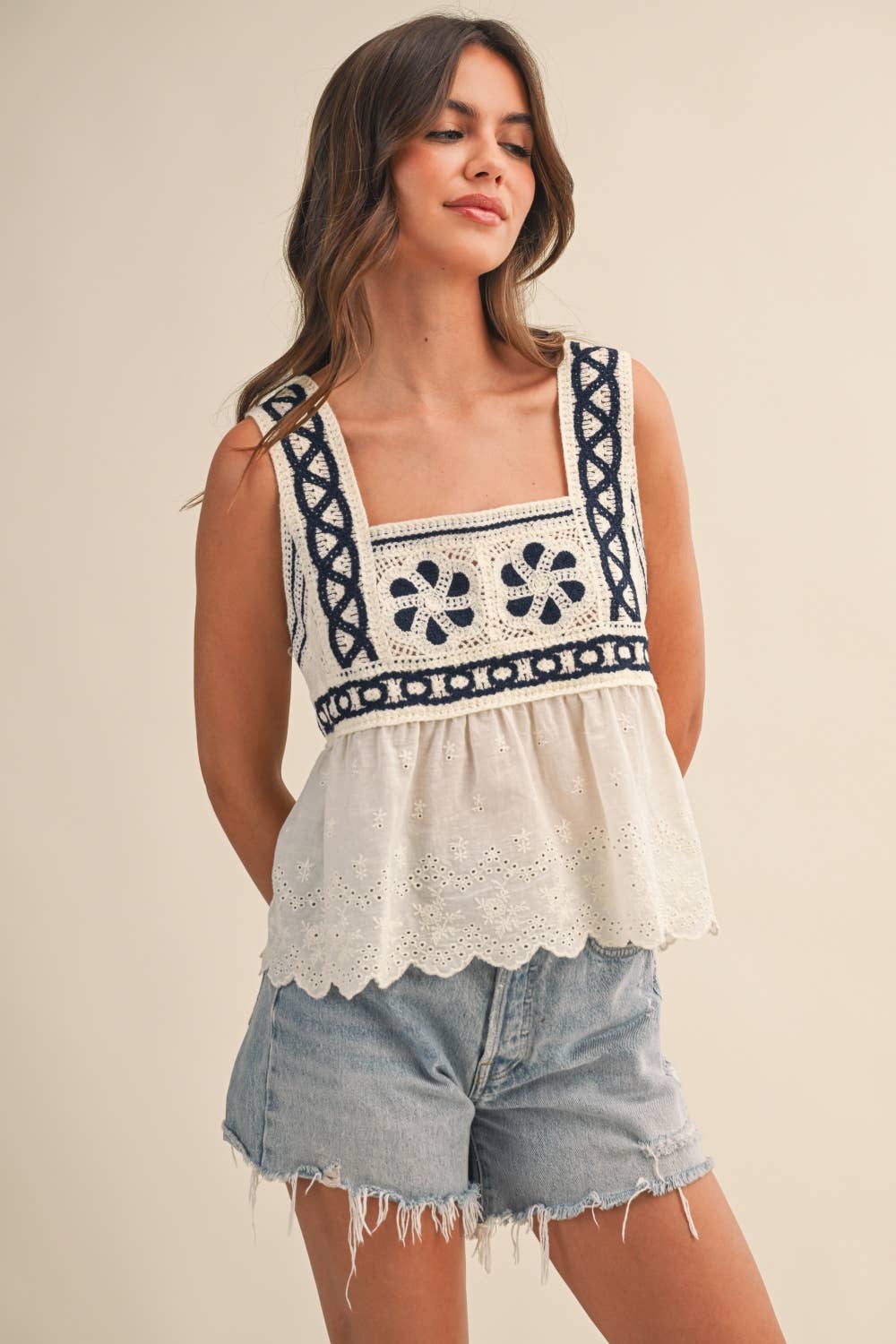 Crochet Eyelet Cami Top